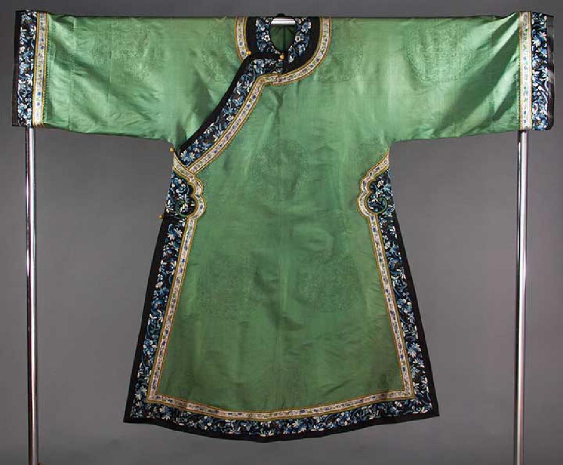 SAGE GREEN SILK ROBE, CHINA, (1 of 8)