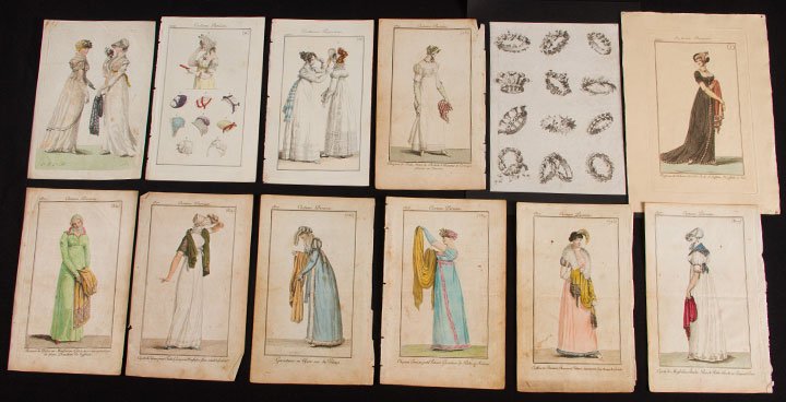 12 LADIES' FASHION PLATES, FRANCE, 1800-1817 (1 of 8)