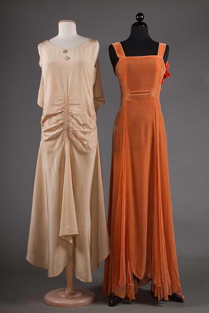 TWO BIAS-CUT EVENING DRESSES, 1930s (1 of 8)