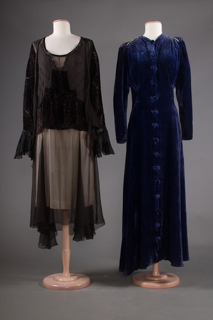TWO VELVET EVENING GOWNS, 1930s (1 of 10)
