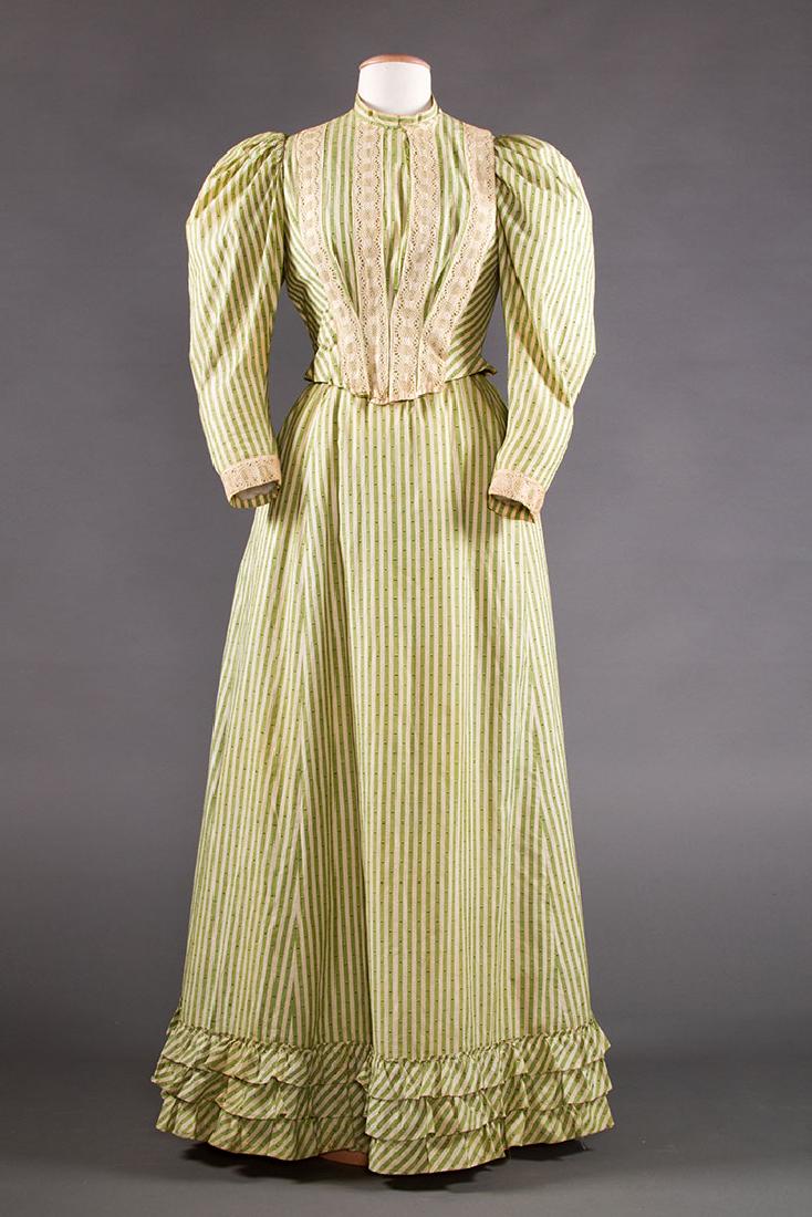 GREEN STRIPED DAY DRESS, c. 1895 (1 of 9)