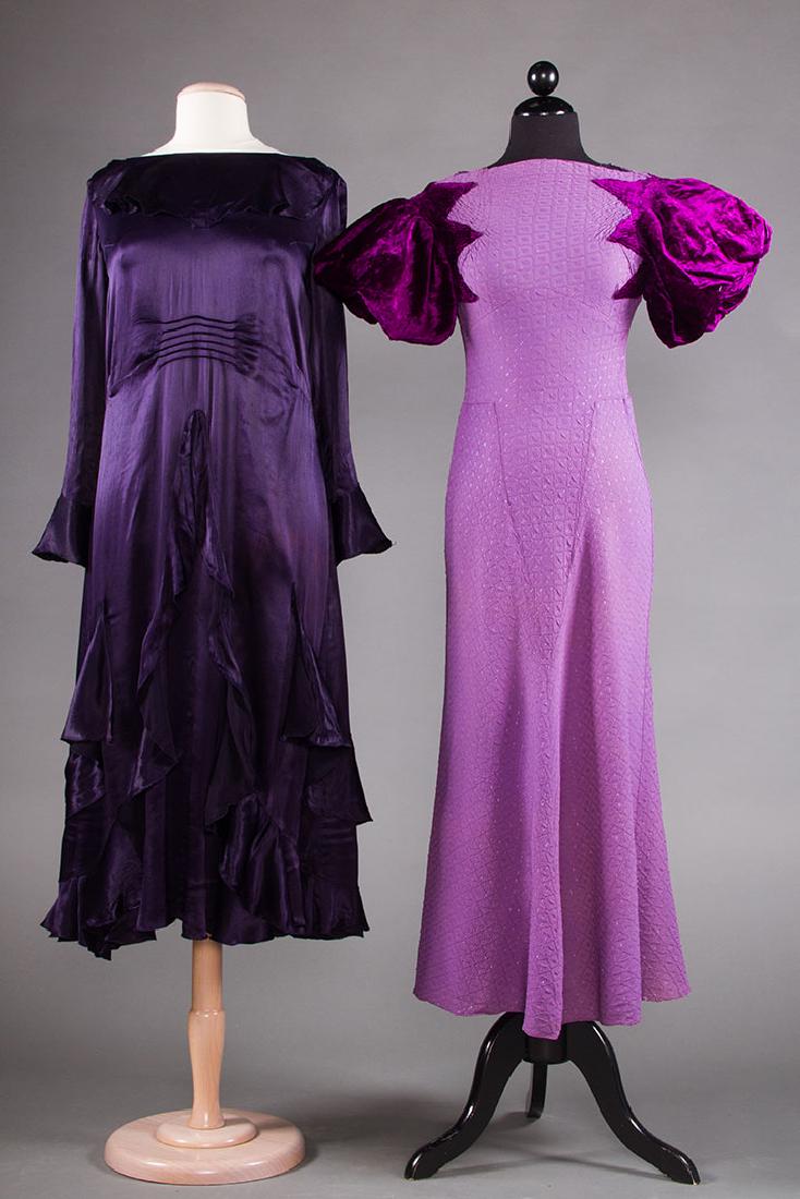 1 PURPLE & 1 BLACK EVENING GOWN, 1930s (1 of 10)