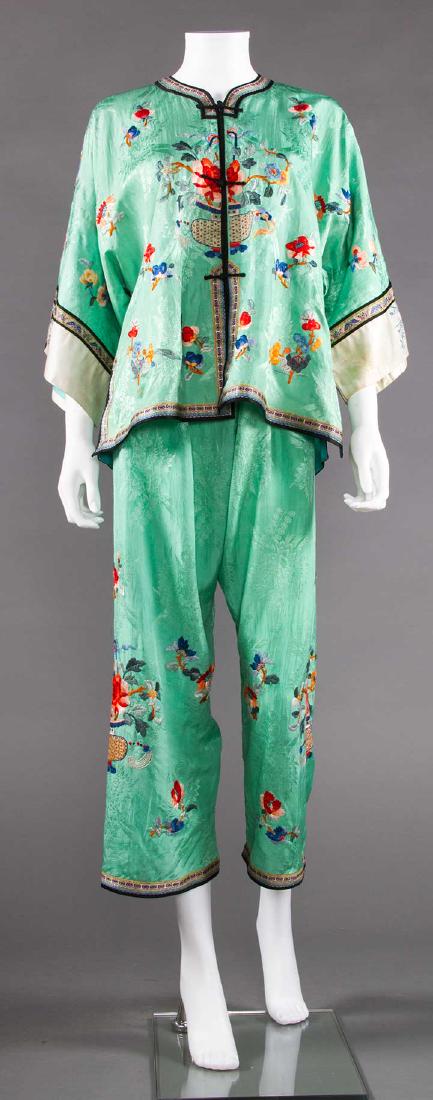 EMBROIDERED LOUNGING PAJAMAS, CHINA, 1920s (1 of 9)