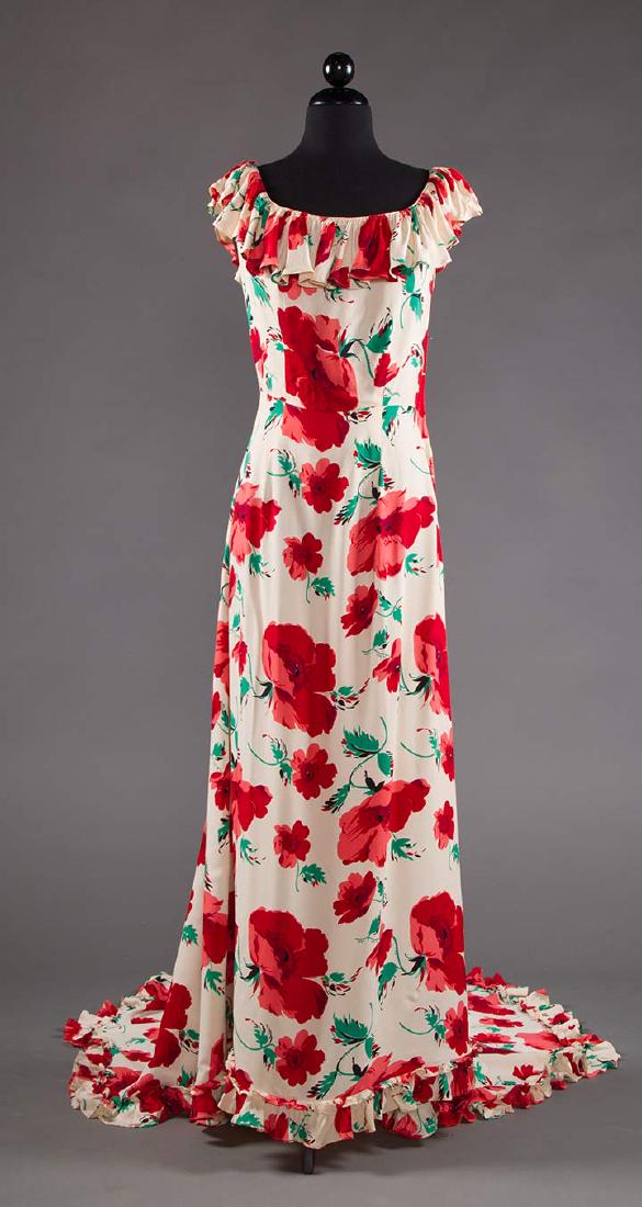 TRAINED SUMMER EVENING DRESS, EARLY 1940s (1 of 8)