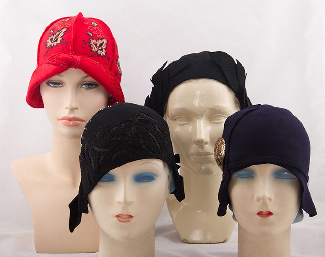 4 FELT CLOCHES, EARLY 1930s (1 of 10)