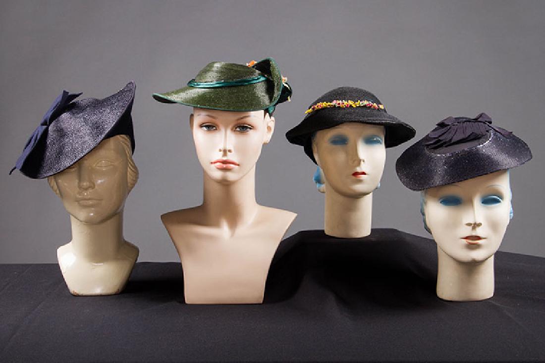 4 PANCAKE-STYLE HATS, 1930s (1 of 7)