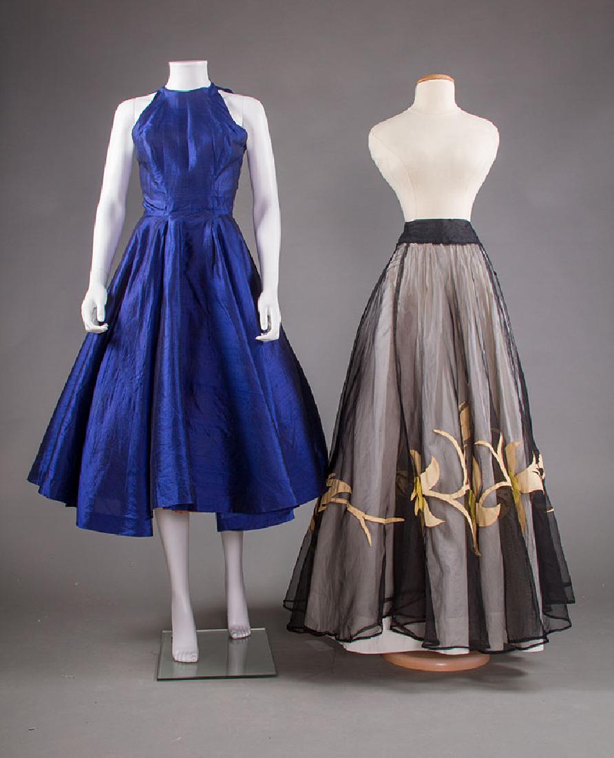 SAPPHIRE PARTY DRESS, 1950s & BLACK SKIRT, 1940s (1 of 9)