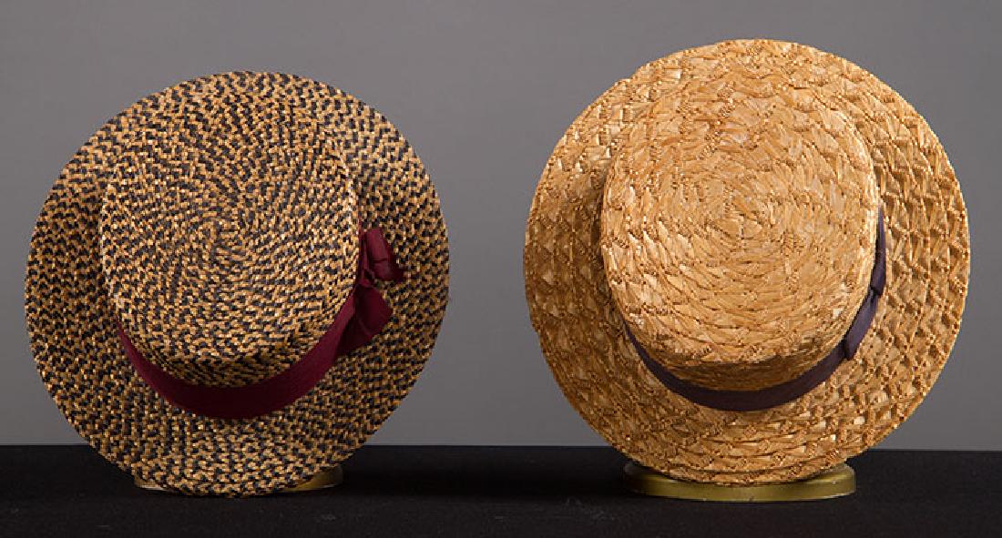 2 MEN'S BOATER HATS, EARLY 20TH C (1 of 8)