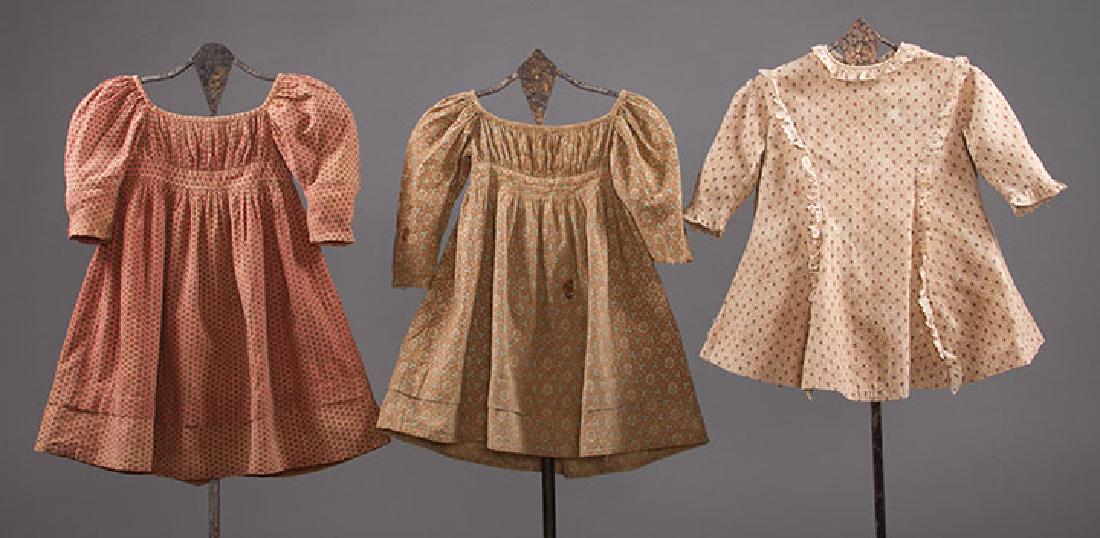 3 TODLERS' CALICO DRESSES, 1820s & 1860s (1 of 9)