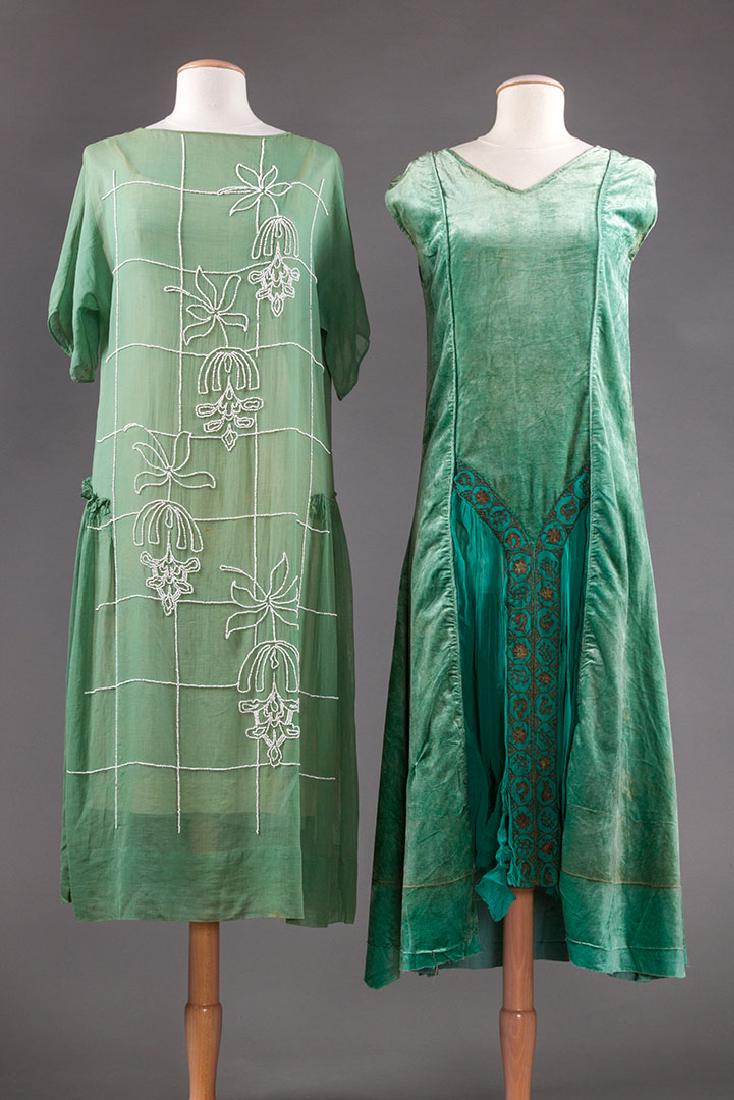 2 AQUA PARTY DRESSES, 1920s (1 of 9)