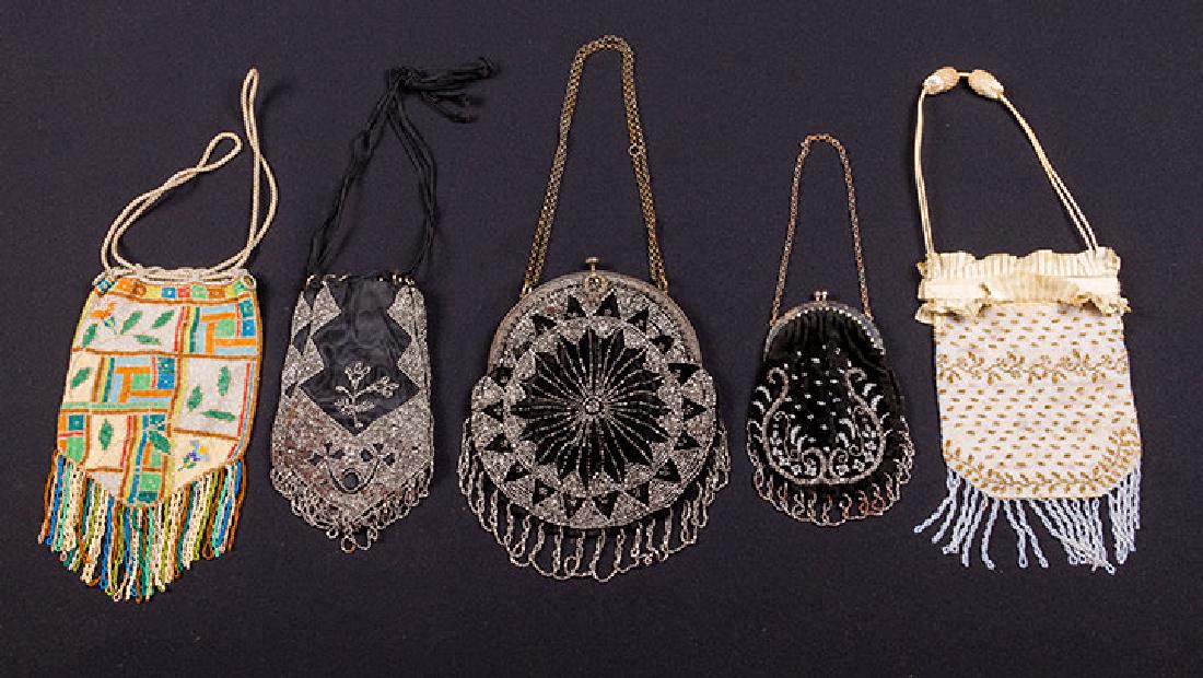 5 METAL BEADED BAGS, 1890-1910 (1 of 7)