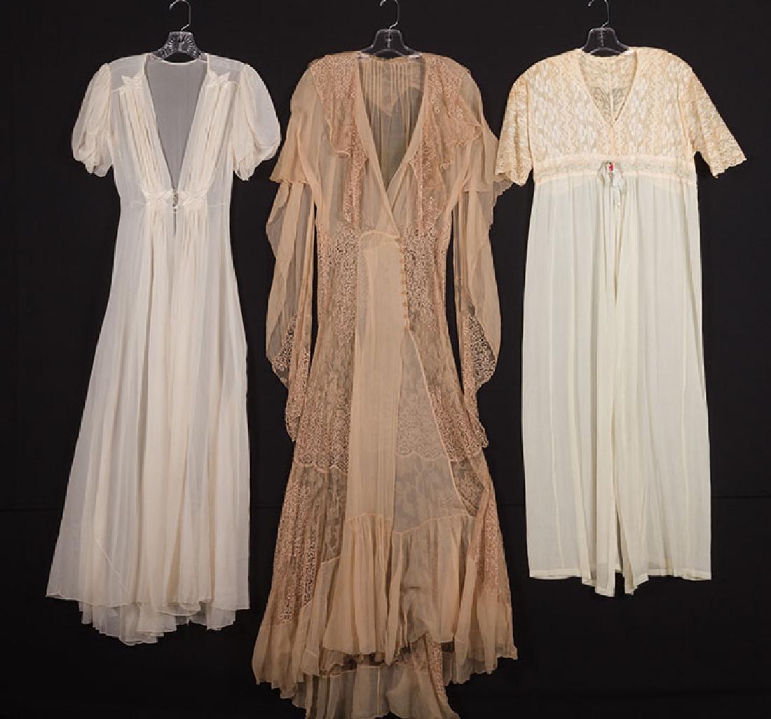 3 LACE & CHIFFON NIGHTGOWNS, 1930s (1 of 10)