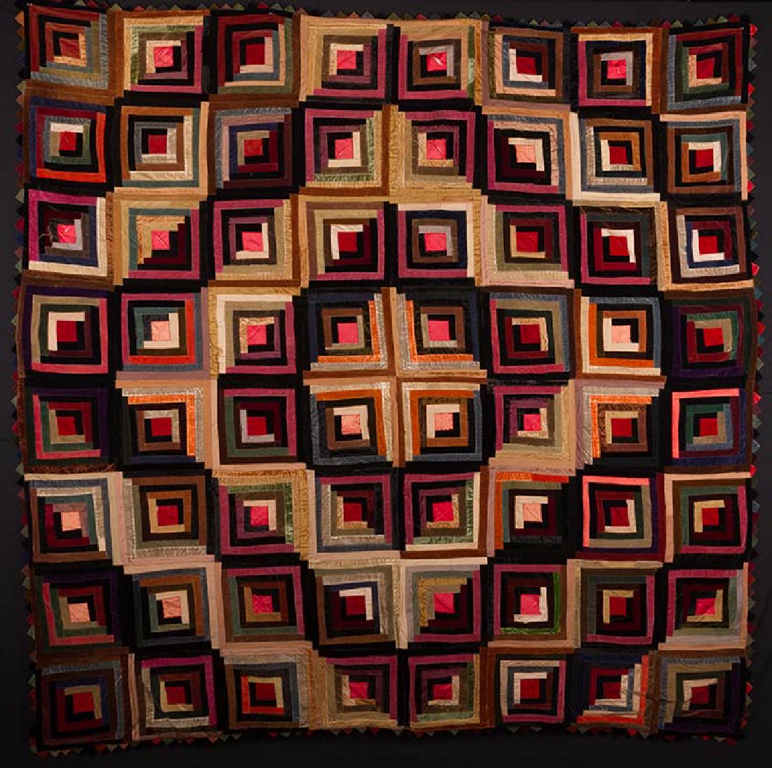 LOG CABIN QUILT, 1880-1900 (1 of 8)