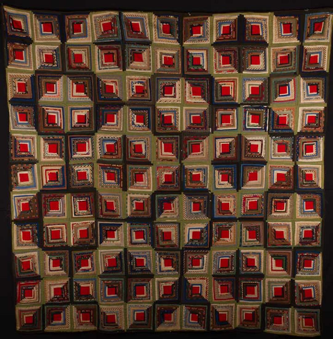 LOG CABIN QUILT, 19TH C. (1 of 8)