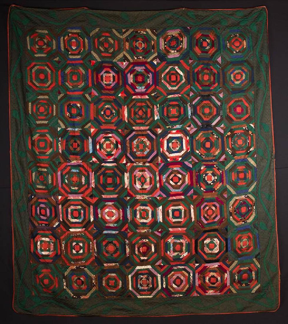 LARGE LOG CABIN QUILT, c. 1905 (1 of 7)