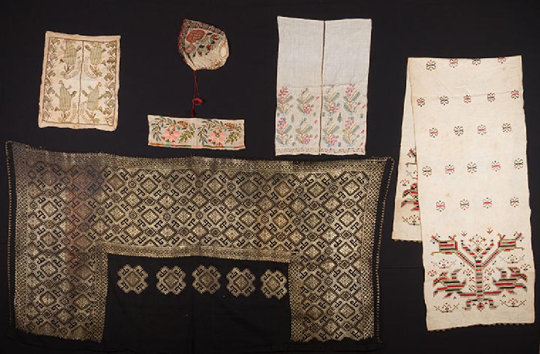 6 ETHNIC EMBROIDERED TEXTILES, 19th C. (1 of 18)