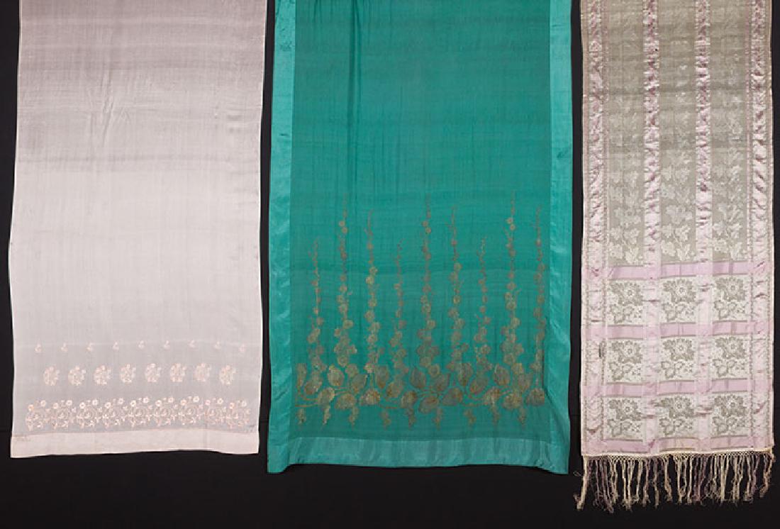 THREE EMBROIDERED SILK SHAWLS, MID 19TH C (1 of 9)