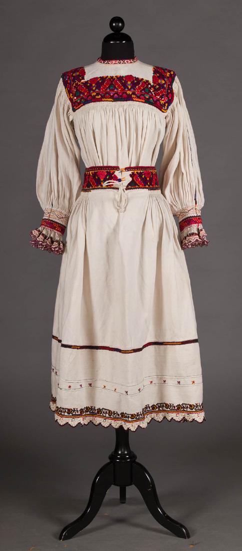 RED EMBROIDERED SKIRT & TOP, c. 1900 (1 of 9)