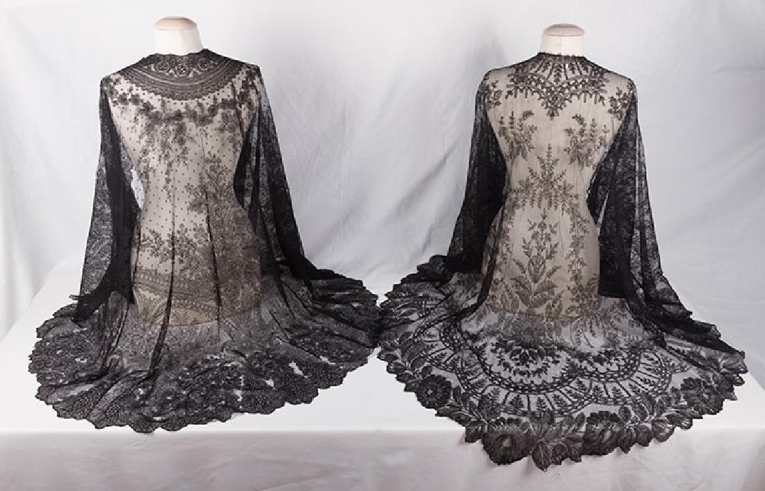 2 CHANTILLY LACE SHAWLS, MID 19TH C (1 of 10)