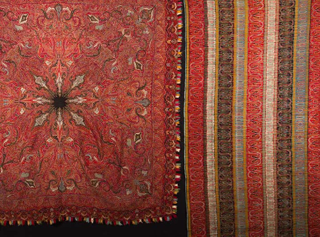2 WOOL PAISLEY SHAWLS, MID 19TH C (1 of 10)