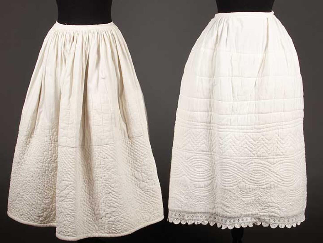 TWO QUILTED WHITE PETTICOATS, 1830-1840s (1 of 9)
