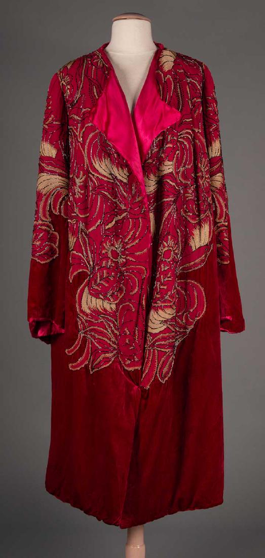 RASPBERRY VELVET BEADED COAT, 1920s (1 of 9)
