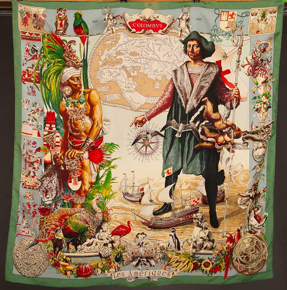 OLIVER for HERMES "LES AMERIQUES" SCARF, FRANCE, 1992 (1 of 7)