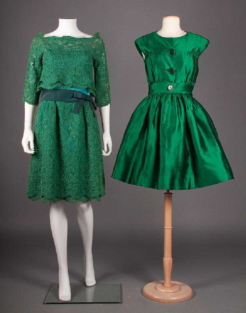 GALANOS & DIOR GREEN PARTY DRESSES, 1950-1960s (1 of 10)