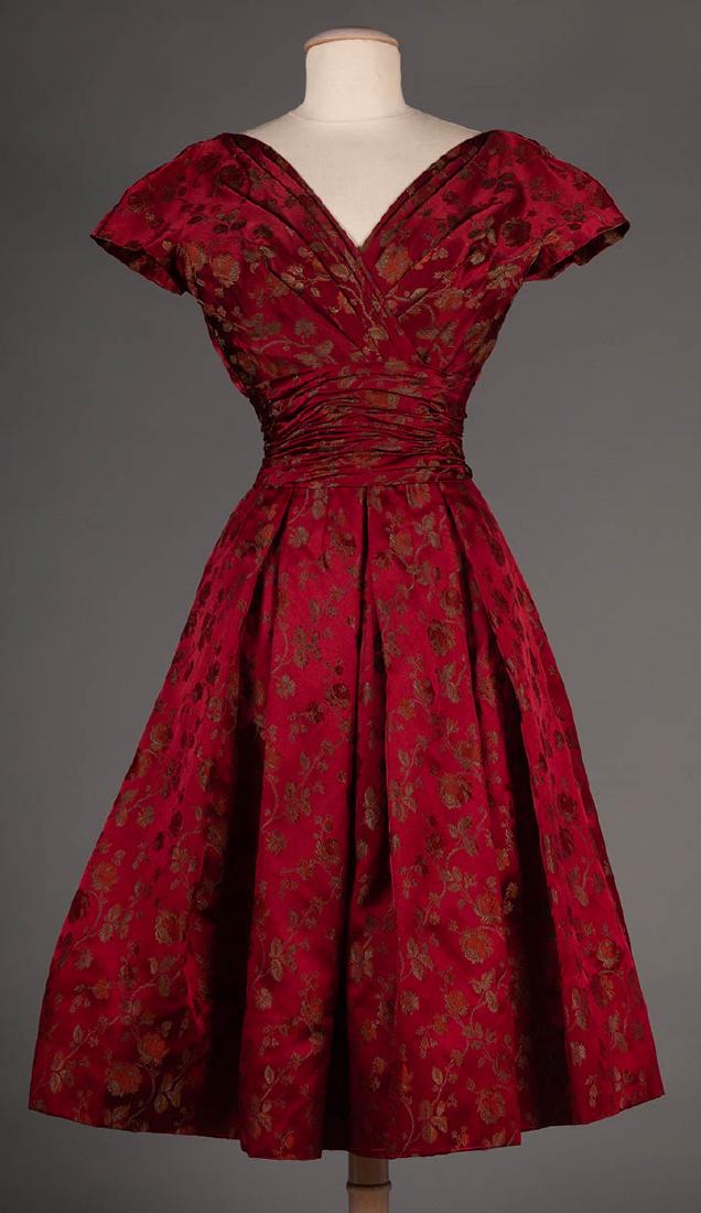 GATTINONI RED BROCADE PARTY DRESS, ROME, 1950s (1 of 9)