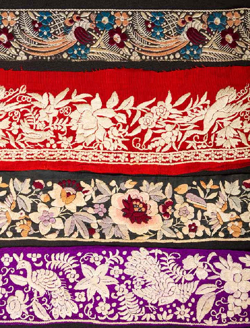 NINE HAND EMBROIDERED SARI BORDERS, CHINA (1 of 9)