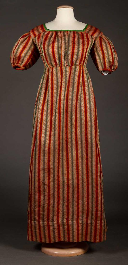 ONE SILK BROCADE & ONE WHITE COTTON DRESS, 1825-1830 (1 of 10)