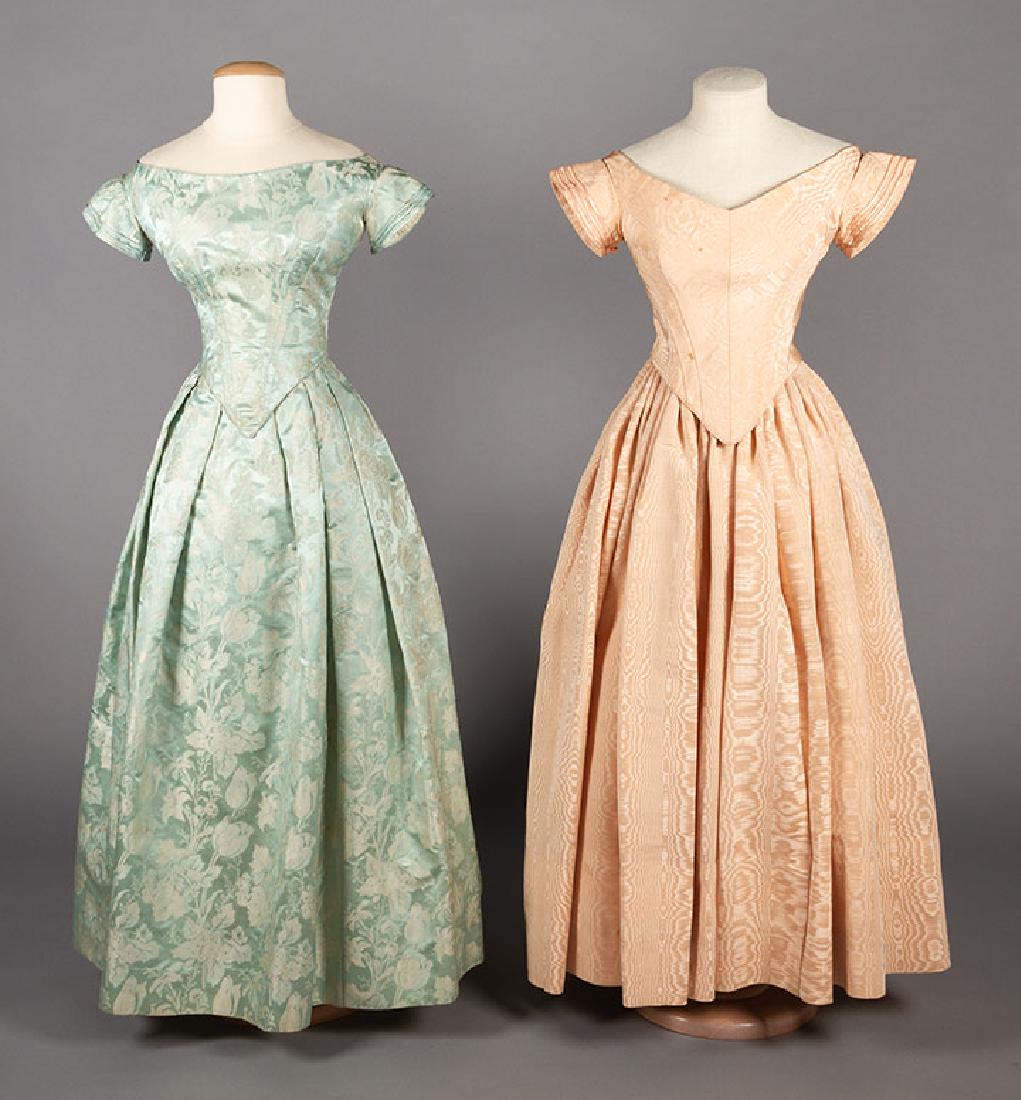 TWO SILK EVENING GOWNS, c. 1850 (1 of 10)