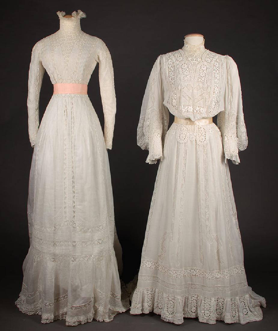 TWO WHITE TEA GOWNS, 1900-1910 (1 of 10)