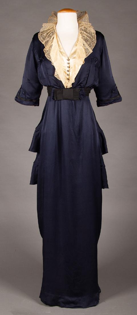 NAVY SILK HOBBLE-SKIRT DRESS, c. 1913 (1 of 10)
