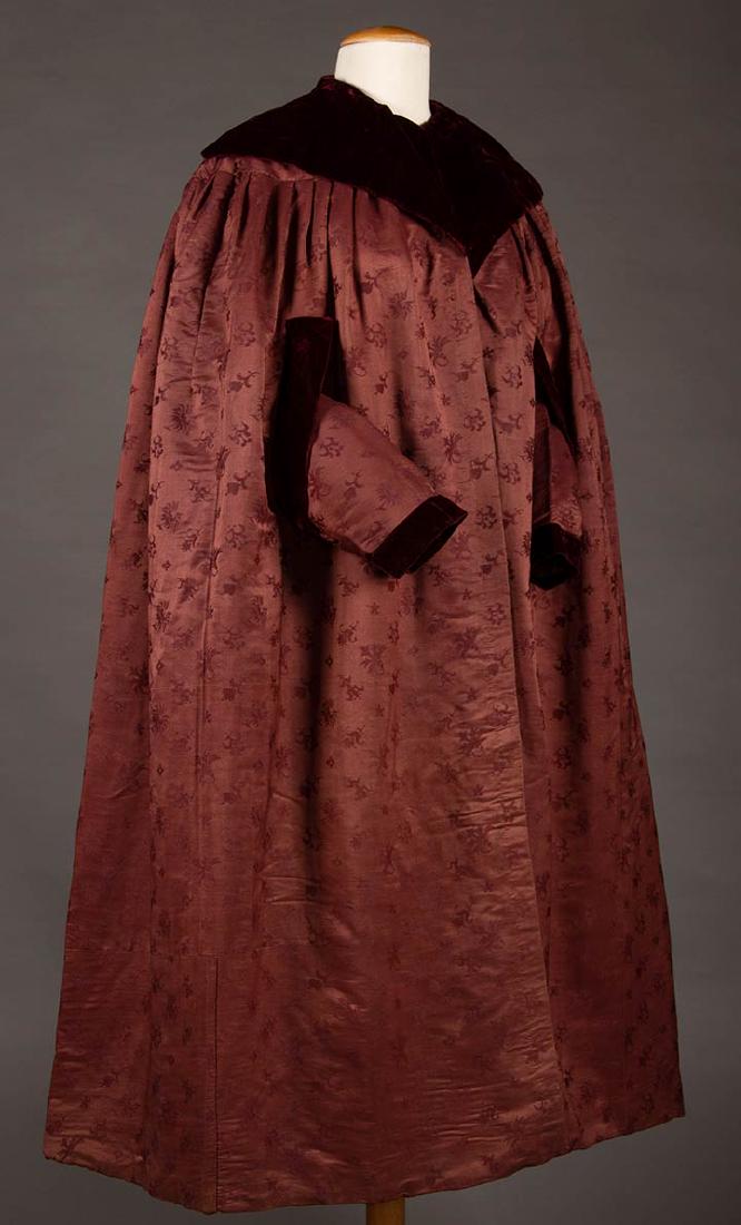 LADY'S CINNAMON DAMASK & VELVET CAPE, 1840-1850 (1 of 9)