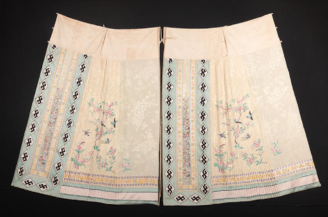 WHITE SILK DAMASK WEDDING SKIRT, CHINA (1 of 9)