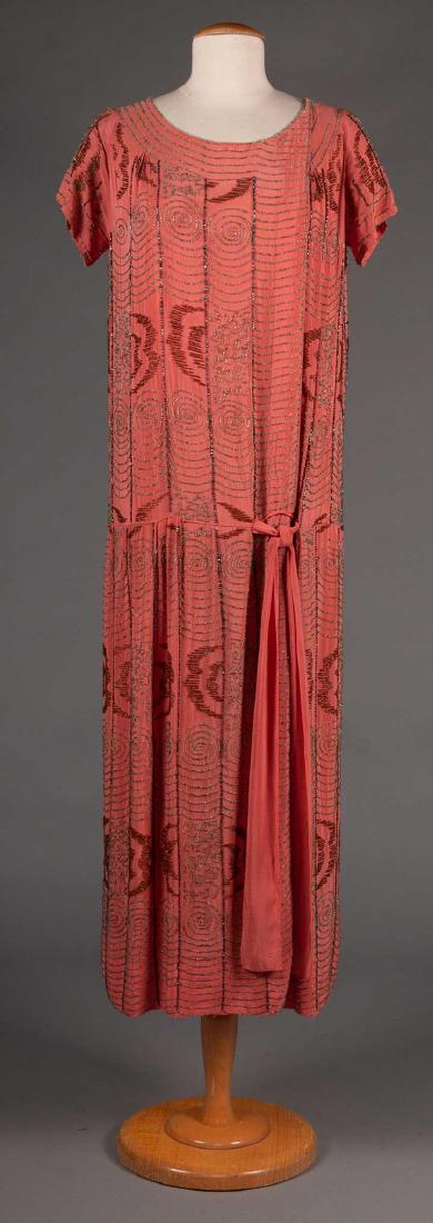 ADAIR BEADED CORAL EVENING DRESS, c. 1922 (1 of 10)