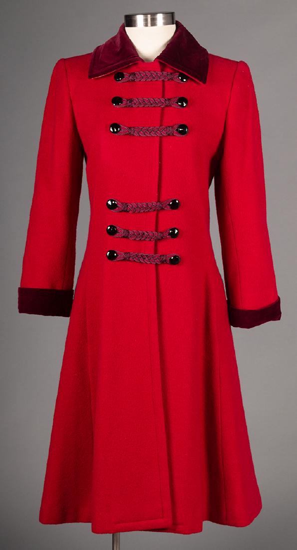 YVES SAINT LAURENT RED WOOL COAT, PARIS (1 of 6)