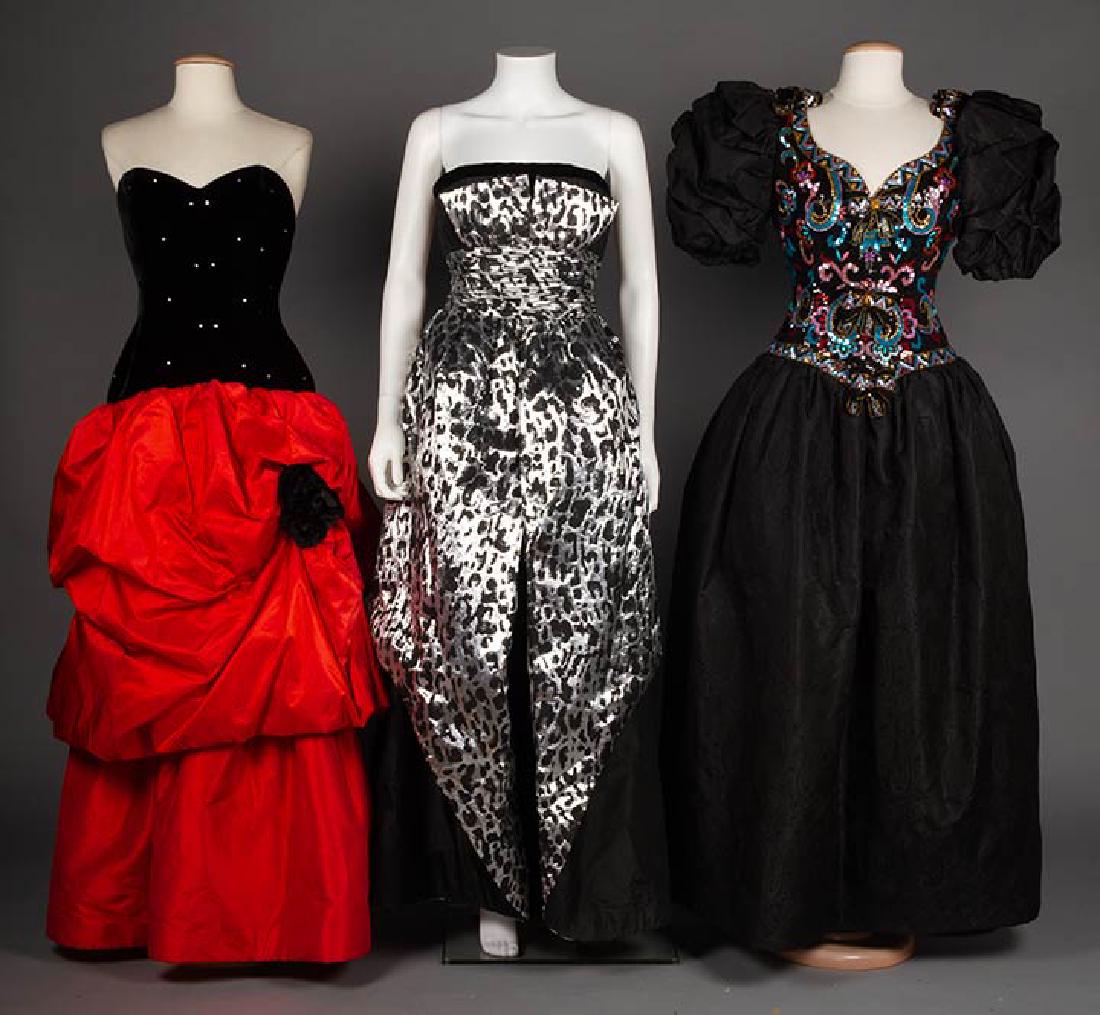 THREE DEADSTOCK EVENING GOWNS, 1980s (1 of 10)