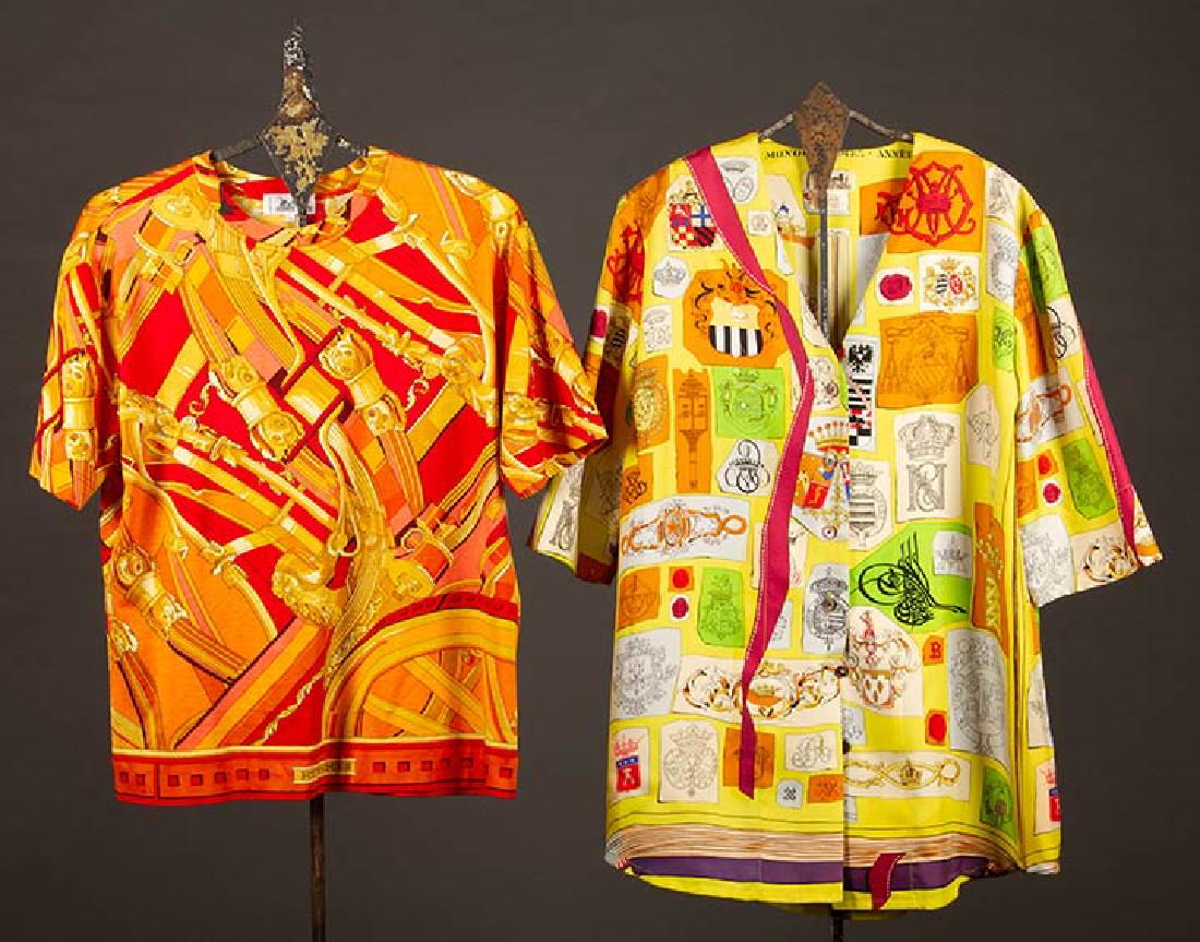 TWO MENS HERMES SILK SHIRTS, LATE 20TH C (1 of 8)
