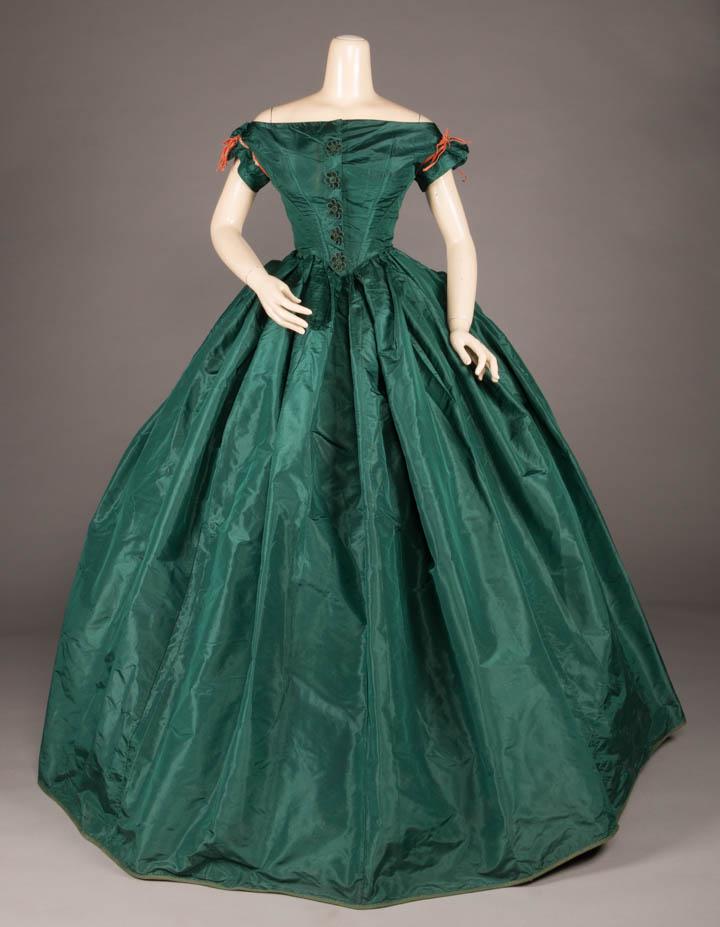 EMERALD GREEN EVENING GOWN, c. 1855 (1 of 9)