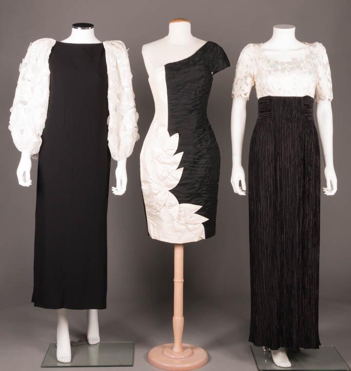 THREE BLACK & WHITE EVENING DRESSES, AMERICA, 1980s (1 of 11)