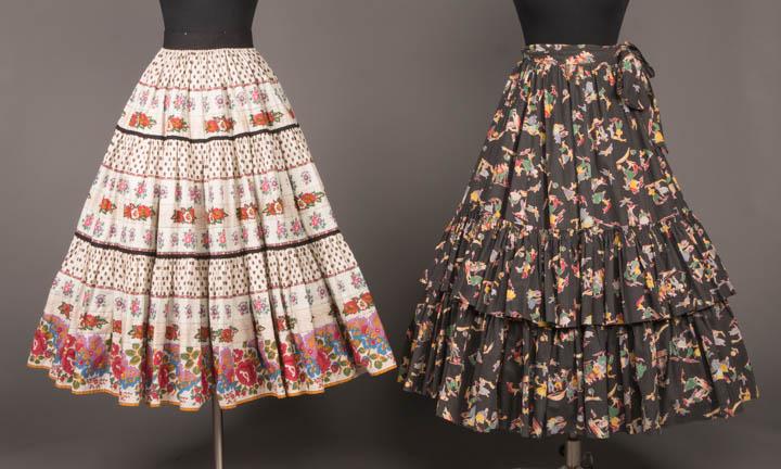 TWO PRINTED SKIRTS, FRANCE & AMERICA, LATE 1940-1950s (1 of 9)