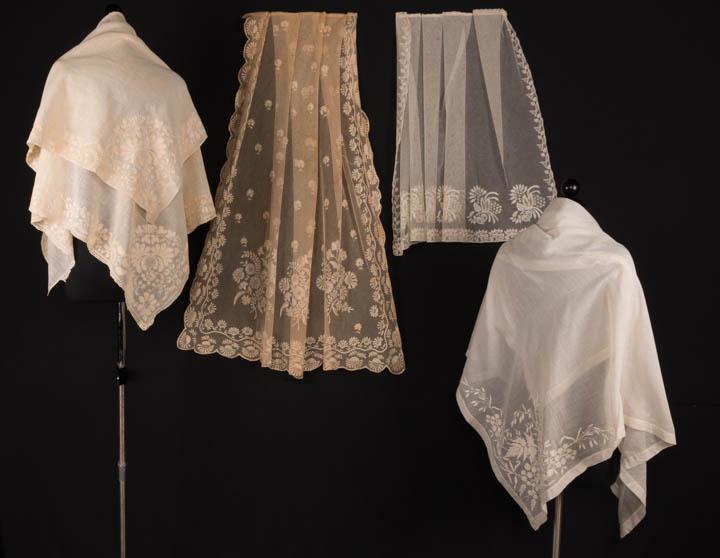 TWO TULLE EMBROIDERED BONNET VEILS, 1820-1830 (1 of 10)