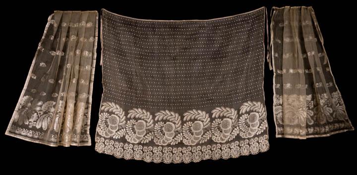 THREE JACQUARD SILK BONNET VEILS, 1810-1820s (1 of 10)