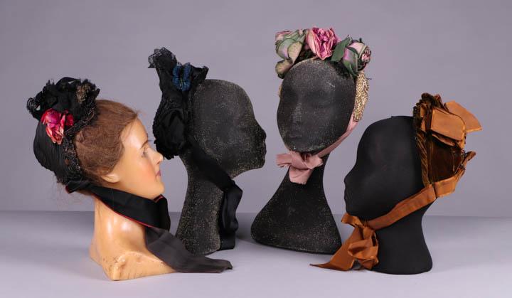 FOUR LADIES BONNETS, 1870-1880s (1 of 11)