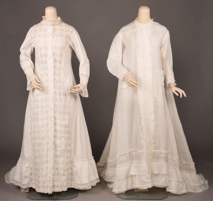 TWO ELABORATELY DETAILED BOUDOIR ROBES, 1870-1880s (1 of 10)