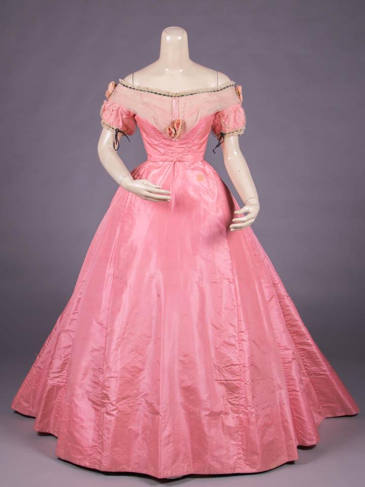 PINK SILK TAFFETA EVENING GOWN, 1868-1870 (1 of 9)