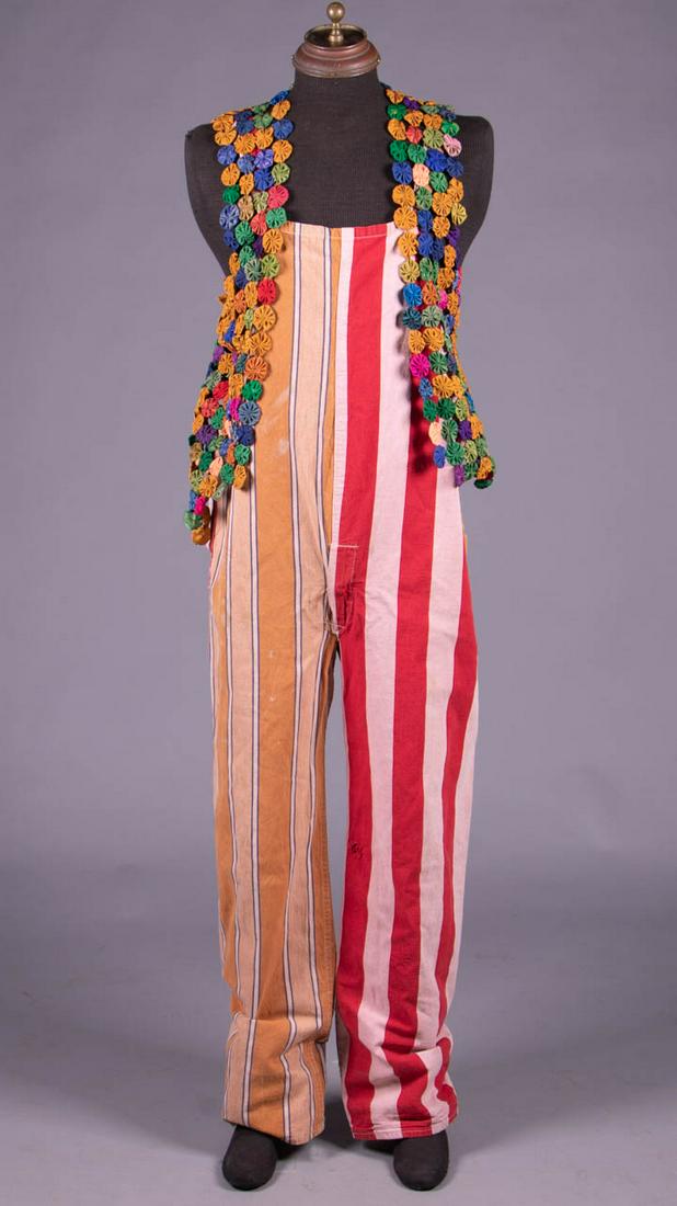 PARTI-COLORED DENIM OVERALLS & VEST, 1920-1930s (1 of 10)