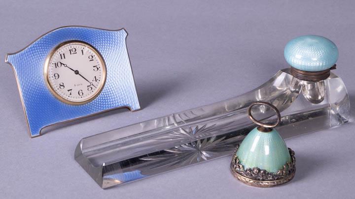 THREE GUILLOCHE ENAMEL DESK ACCESSORIES, ENGLAND (1 of 10)
